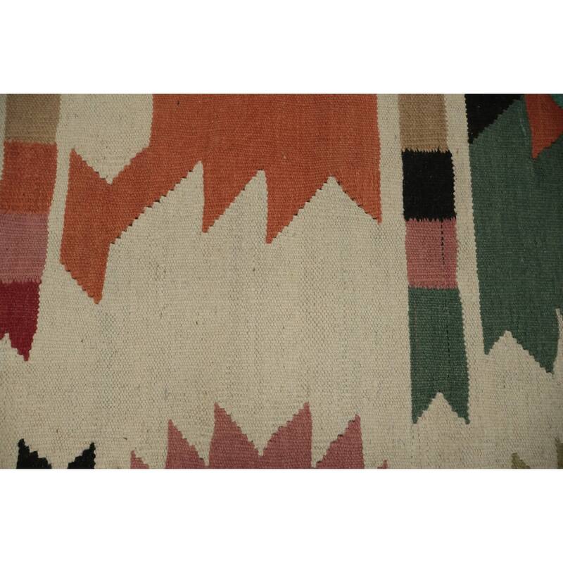 Hand Woven Oriental 100% Wool Carpet Southwestern Tribal Multi-Colored Kilim Area Rug - 7' 11'' X 5' 10''