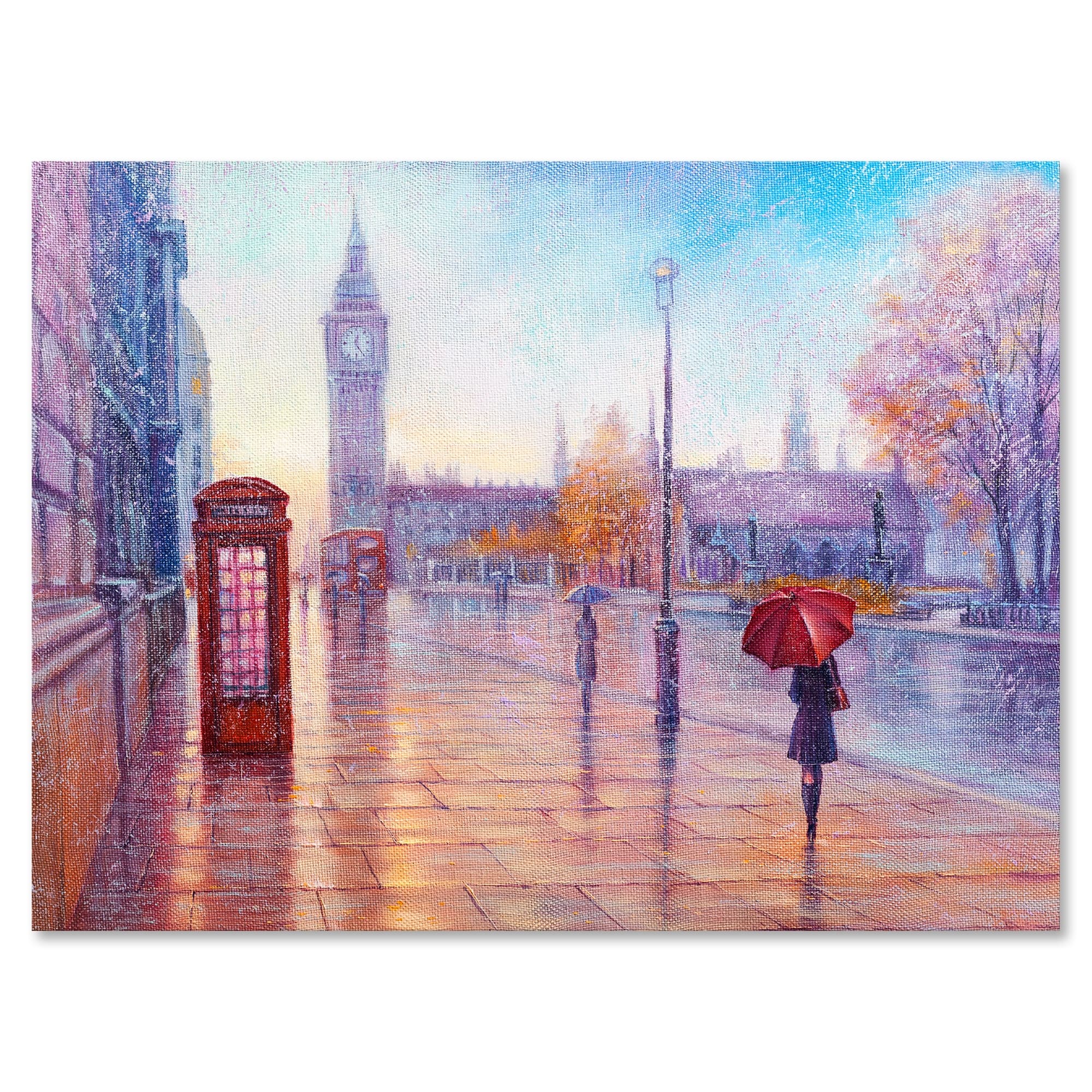 Big Ben and Red Umbrella Woman London Cityscape Art Print  -image
