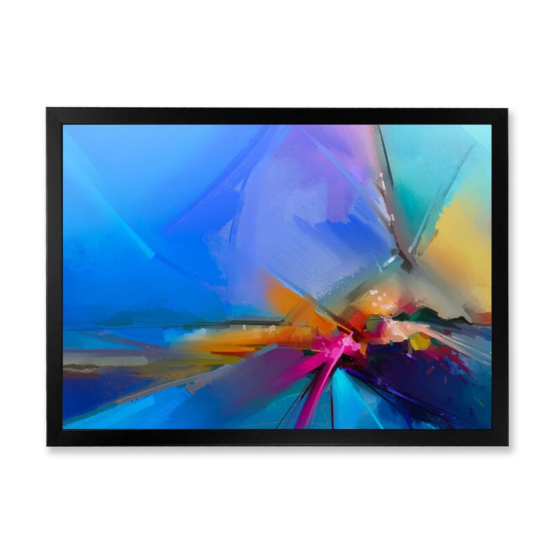 Designart "Abstract Colorful Seascape VII" Modern Framed Art Print