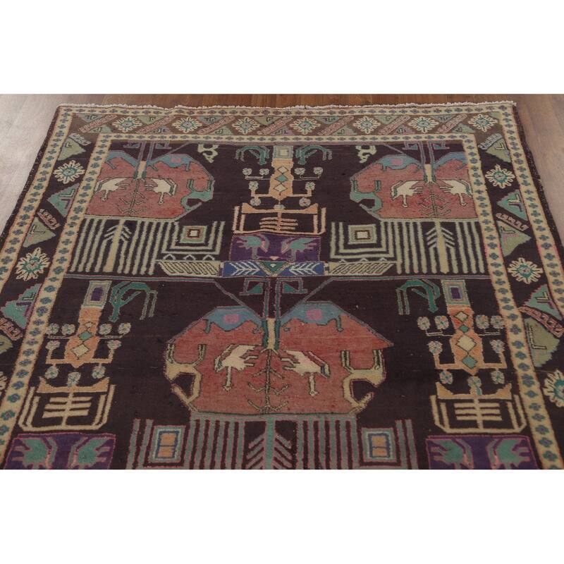 Over-Dyed Ardebil Persian Vintage Area Rug Handmade Wool Carpet - 4'10" x 9'7"