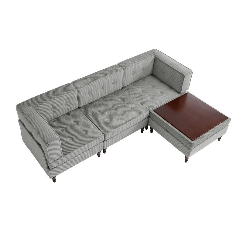 Oversized Sofa Corduroy Tufted Modular Sectional Set