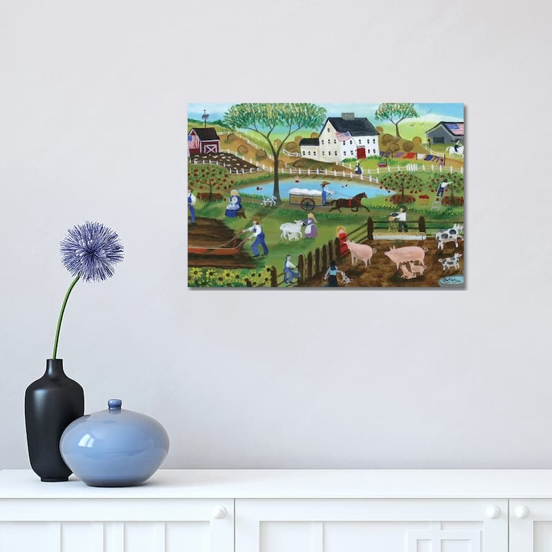 iCanvas "Old Tyme Americana Country Farmyard" by Cheryl Bartley Canvas Print - 12x18x1.5