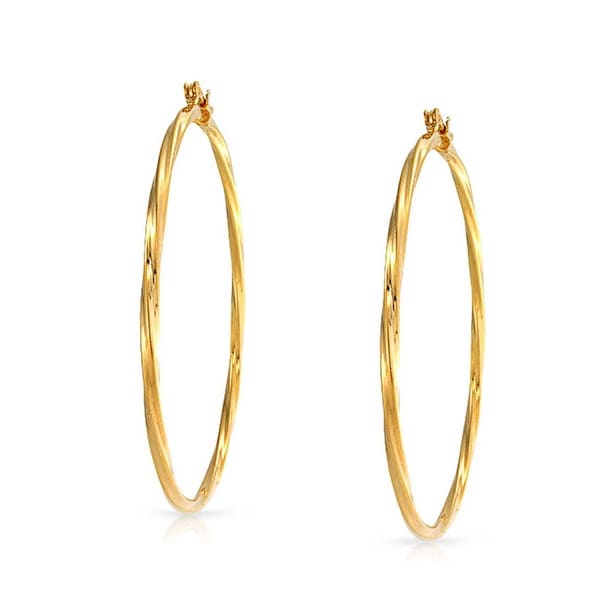 18K Gold Plated Twisted Hoop Earrings