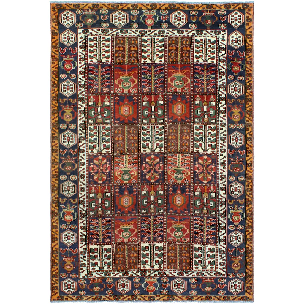 Fine Vintage Distressed Karin Red/Navy Rug - 6'6" x 9'9"