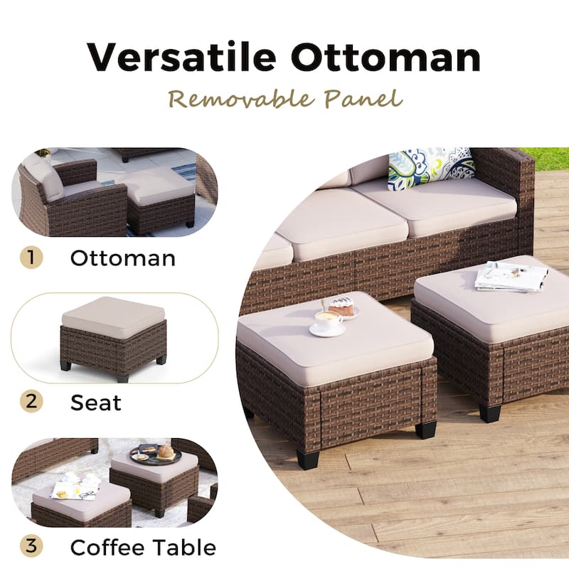 5/9-Seat Patio Furniture Wicker Rattan Outdoor Deep Seating Sectional Sofa Large Conversation Set