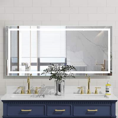 ExBrite 60 x 28 inch,Anti Fog,LED Bathroom Mirror,Night Light, Dimmable,Touch Button,Clock/Thermometer display - 60'' x 28''