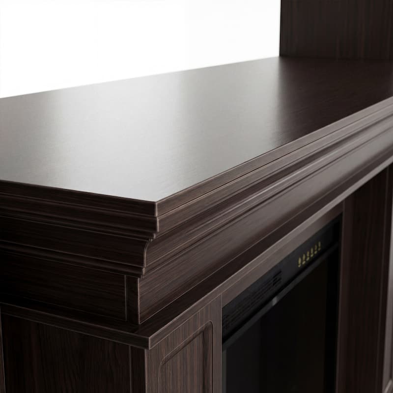 Electric Fireplace Mantel with Bookshelves, 115.5" Entertainment Center with Built-in Shelving