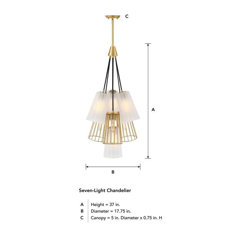 Liana 7-Light Brushed Gold Glam Tiered Statement Chandelier for Foyers and Entryways - 18