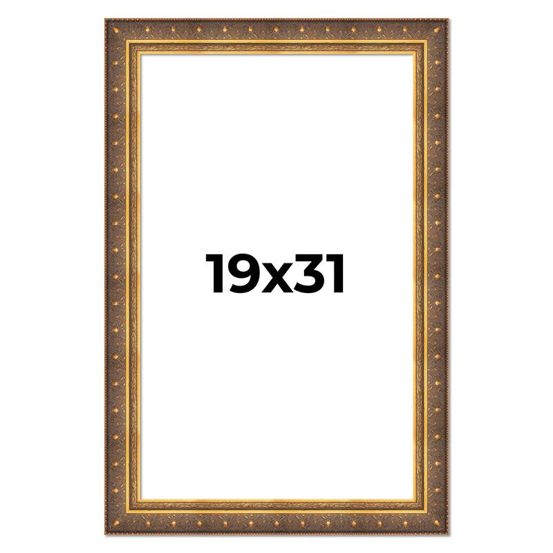 19x31 Frame Vintage Gold Solid Wood Picture Frame | 2.5 Inch Moulding