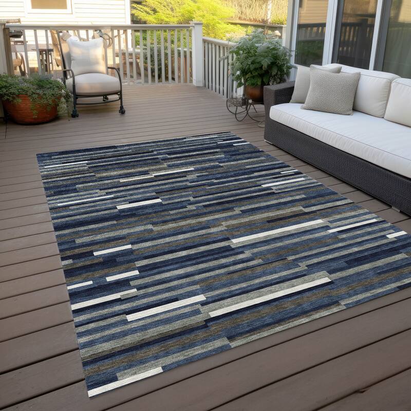 Machine Washable Indoor/ Outdoor Chantille Modern Stripes Rug