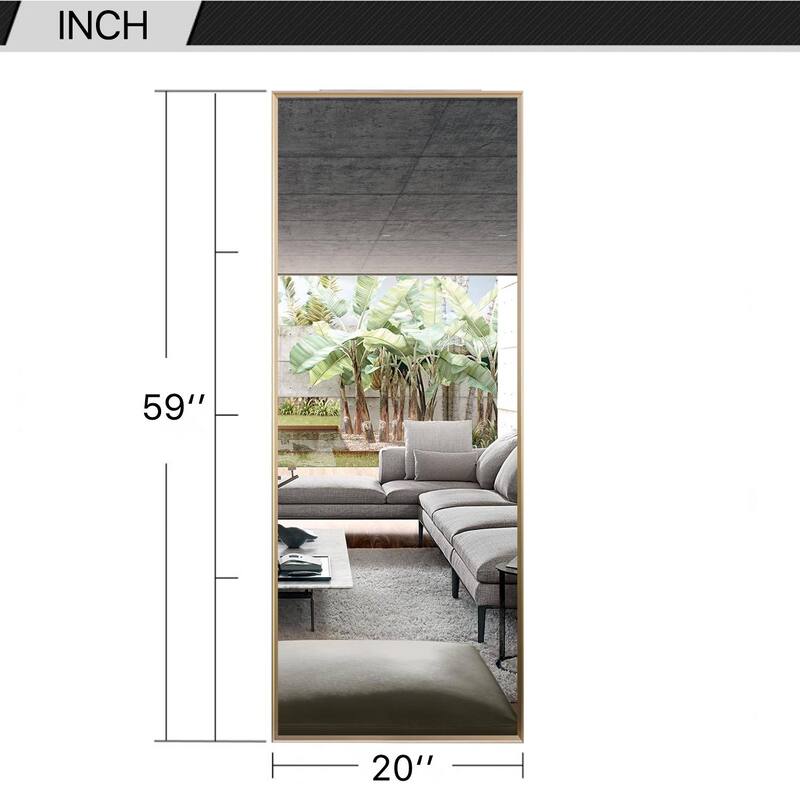 HomeRoots 59" Black Metal Framed Full Length Mirror - 19.7