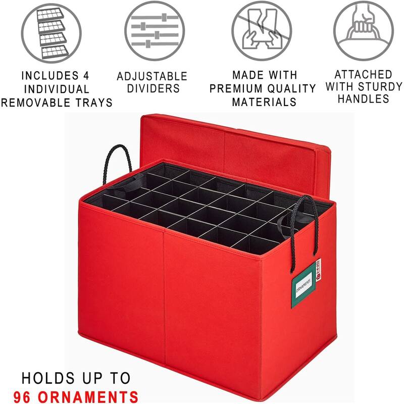 HOLDN’ STORAGE Underbed Christmas Ornament Storage Container Box with Dividers