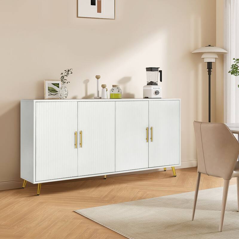 Elegant Sideboard Buffet Cabinet with Gold-Plated Legs & Antique Handles for Stylish Storage