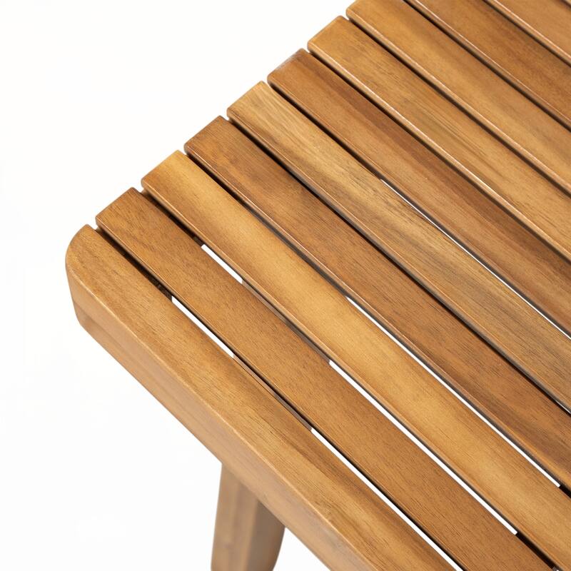 69" Acacia Wood Outdoor Dining Table with Slatted Top, Natural Color