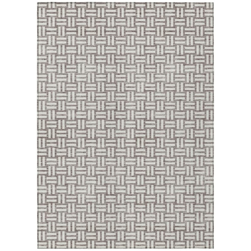 Machine Washable Indoor/ Outdoor Chantille Contempory Crosshatch Rug