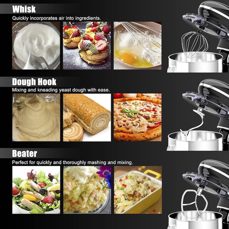 Costway 6.3 Quart Tilt-Head Food Stand Mixer 6 Speed 660W w/Dough