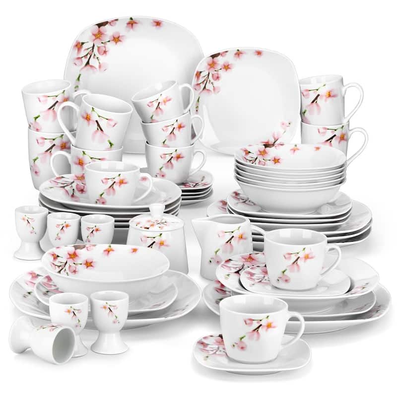 VEWEET Annie 50-piece Floral Porcelain Dinnerware Set (Service for 6)