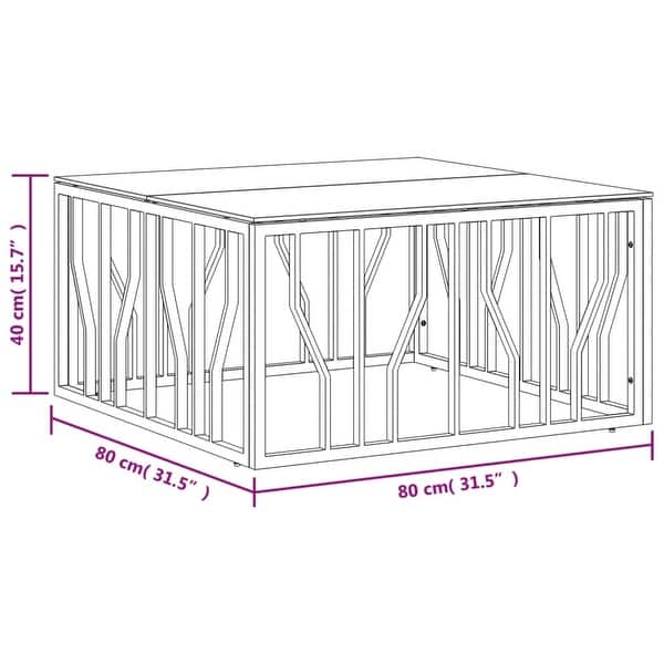 vidaXL Coffee Table Accent Side End Table for Living Room Stainless Steel - 31.5" x 31.5" x 15.7"
