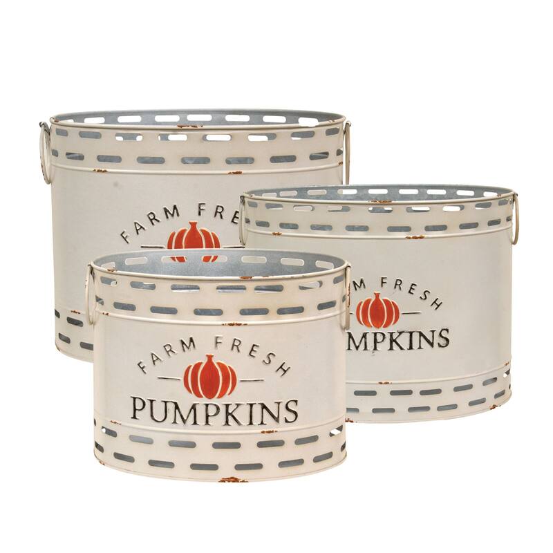 3/Set Farm Fresh Pumpkins Oval Buckets