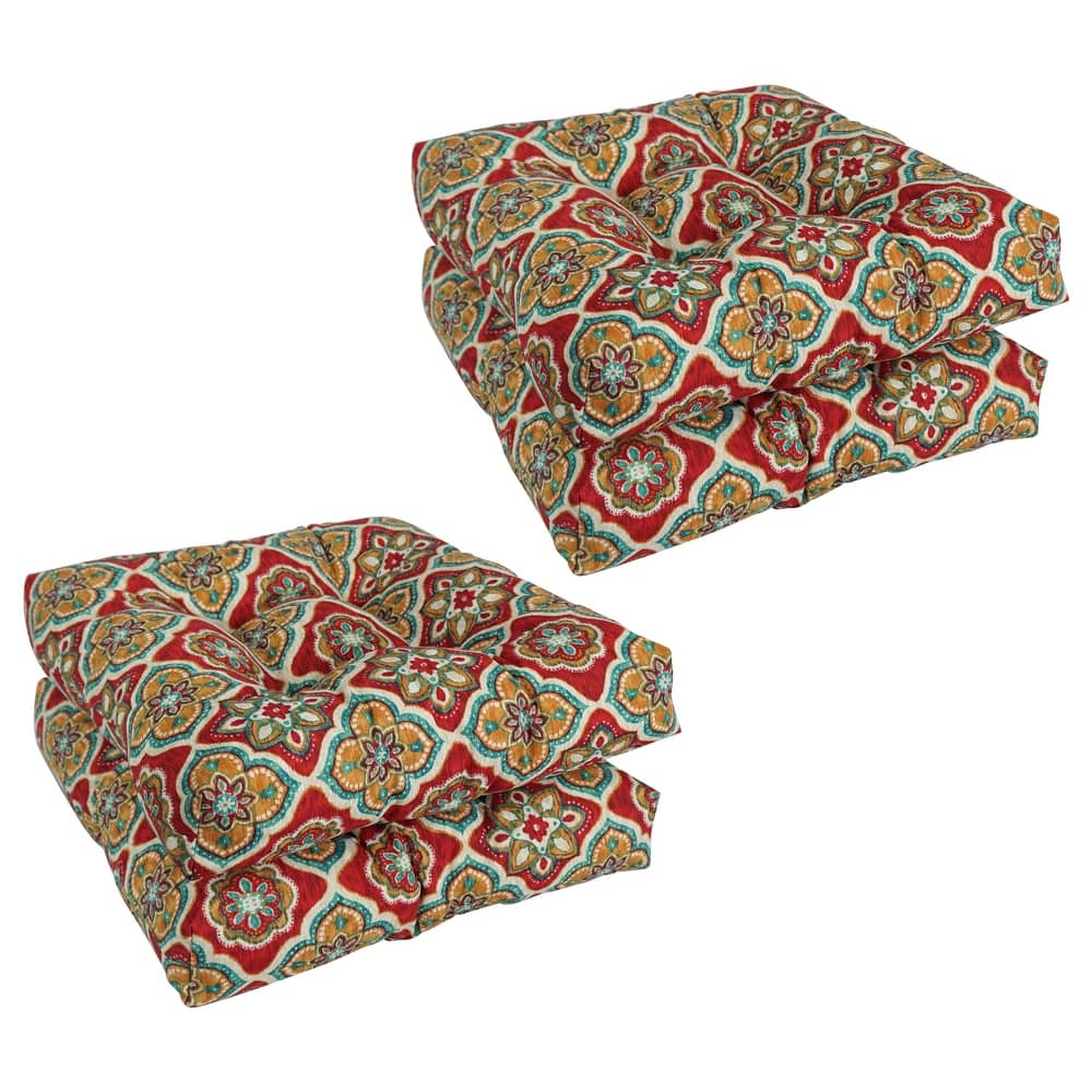 19-inch Square Tufted Indoor/Outdoor Chair Cushions (Set of 4) - 19" x 19"