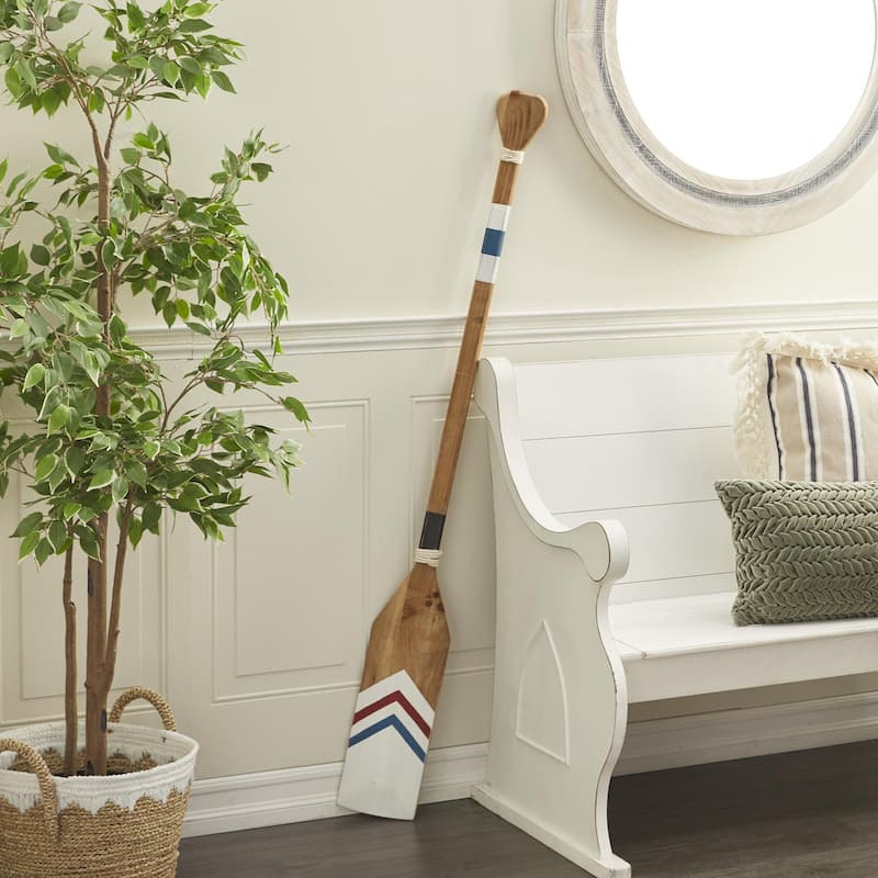 Wood Paddle Novelty Canoe Oar Home Wall Decor with Arrow Design and Rope Detail - White or Blue - Roche River Decor