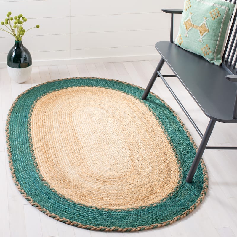 SAFAVIEH Handmade Natural Fiber Lianna Casual Jute Rug - 3' x 5' Oval - Natural/Green