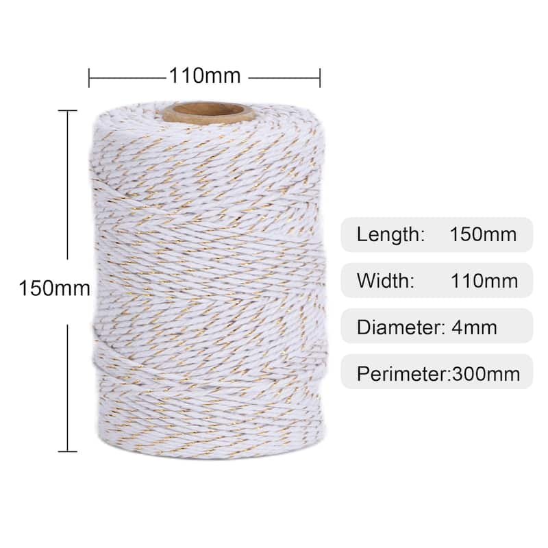 VECELO White Garden Twine Strong Hemp Rope for Gardening Plant Tie Floristry Crafts Gift Wrapping Packing Decor