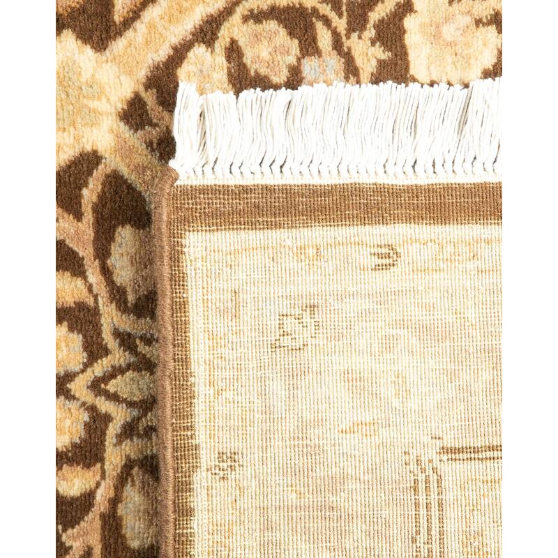 Overton Hand Knotted Wool Traditional Oriental Brown Runner