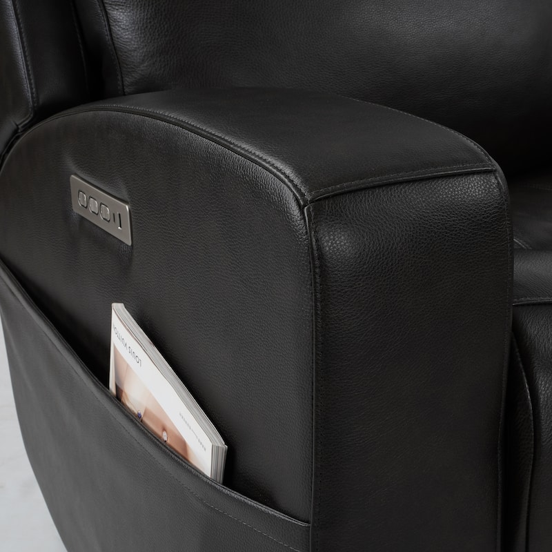 URlivingroom Top Grain Leather Power Reclining Loveseat with Console Storage, USB Charge Port - 79.5"W*39.25D*40.5"H