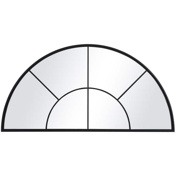 slide 2 of 7, Uttermost 09733 Rousseau 60" W x 30" H Arched Framed Bathroom Mirror Wrought Iron Black