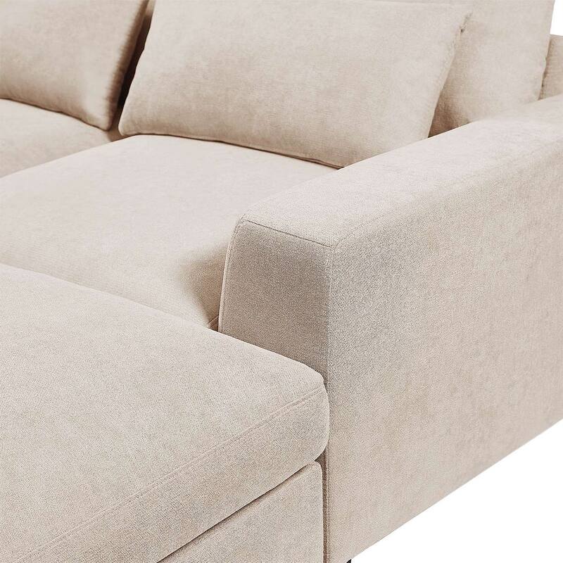 Modular L-Shape Feather Filled Sectional Sofa with Reversible Chaise