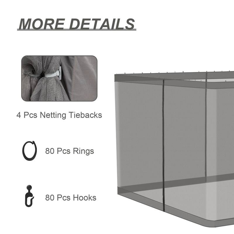 Aoodor Universal 12 x 14 ft. Gazebo Replacement Mosquito Netting Screen 4-Panel Sidewalls (Only Netting)