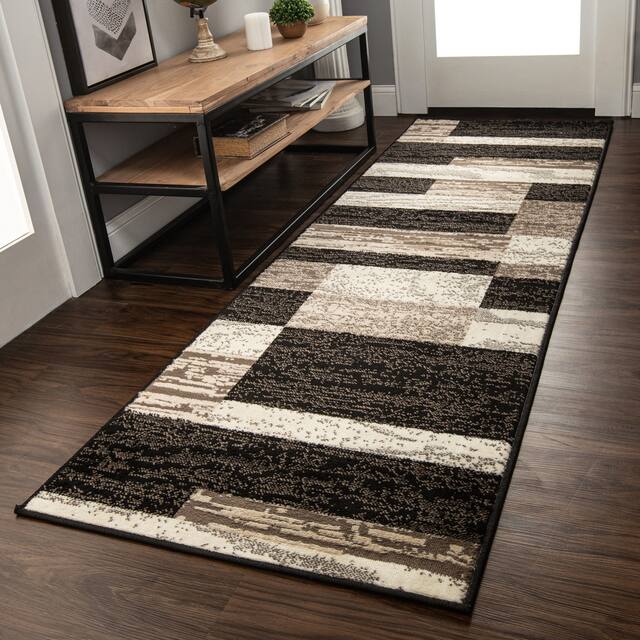 Miranda Haus Geometric Modern Patchwork Polypropylene Indoor Area Rug