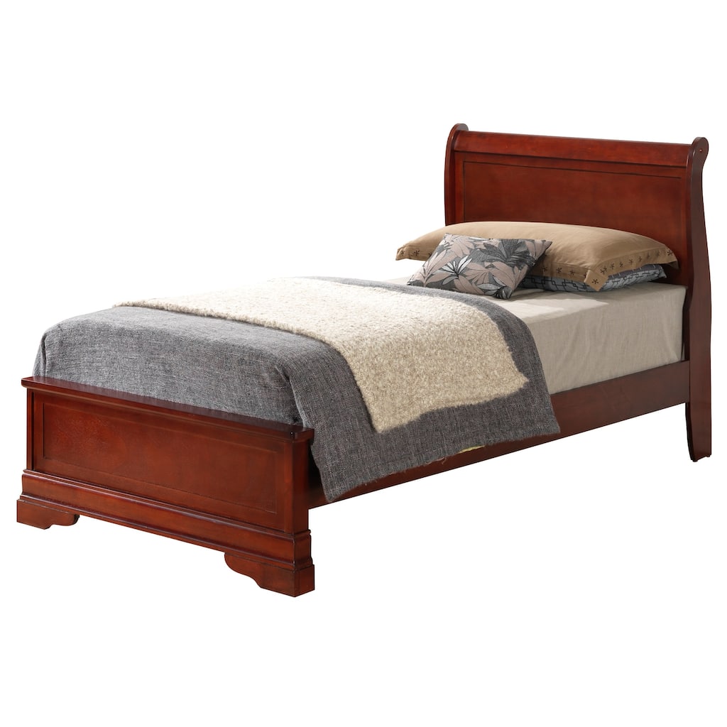 Cherry Finish Traditional Twin Bed with Timeless Style