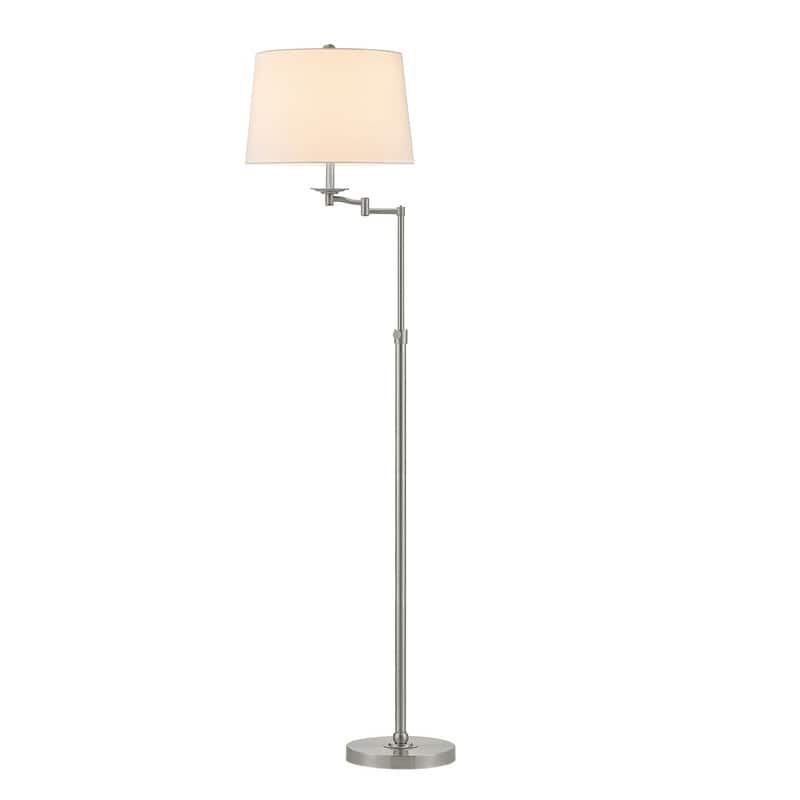 KAWOTI 64.5 inch Adjustable Height Swing Arm Floor Lamp with Shade - Nickel