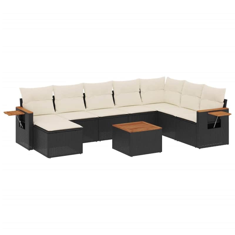 vidaXL Patio Sofa Set with Cushions Outdoor Conversation Furniture Poly Rattan - 21.7 x 21.7 x 14.6 in