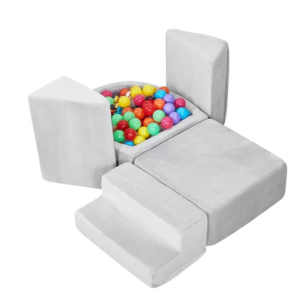 slide 2 of 35, UIMOSO Climbing Toys, Foam Climbing Toys for Toddlers 6 Months to 3 Years Old, PU Leather Climbing Blocks, Indoor Climb 5-Piece - velvet fabric