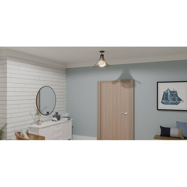 Matte Black One Light Semi Flush Mount from the Quoizel Semi-Flush Mount Collection