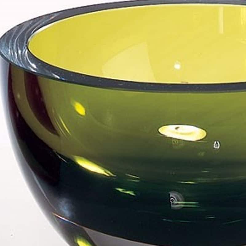 Aqua Blue Mouth Blown Polish Crystal Thick Walled Bowl