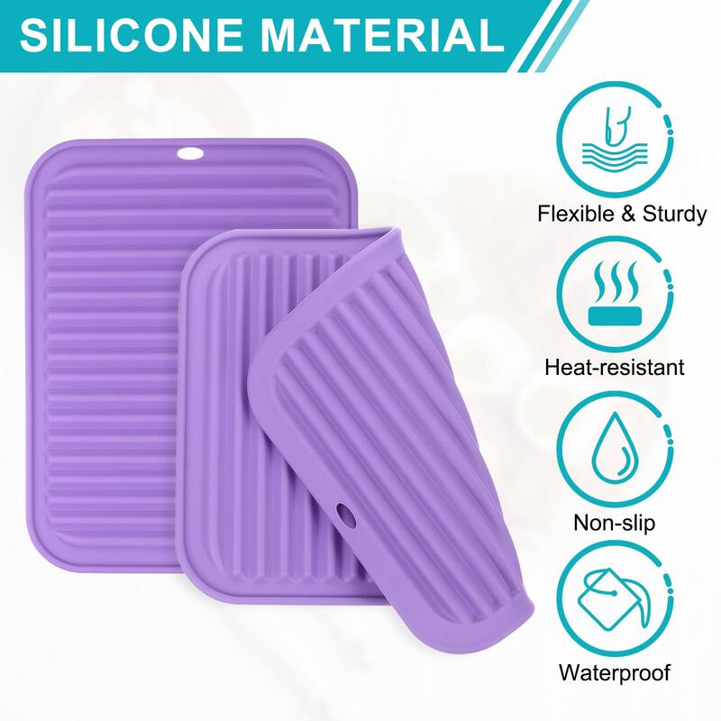 Silicone Dish Drying Mat, 9"x12" Trivets for Hot Pots and Pans