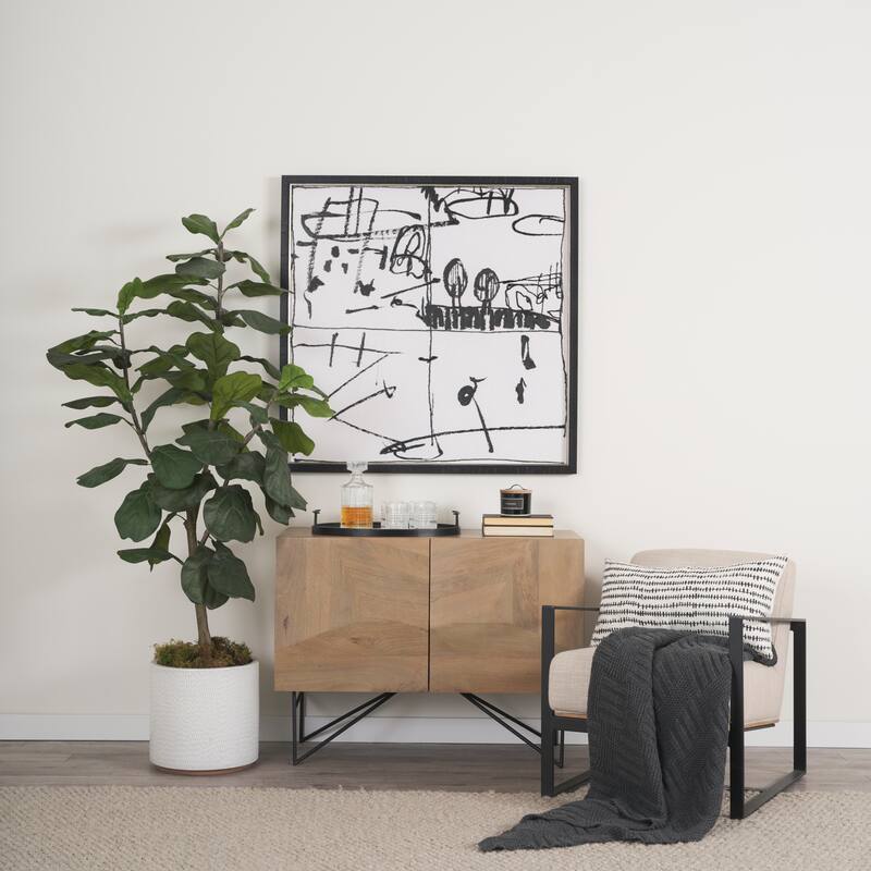Darwin Light Brown Wooden 2 Door w/ 2 Shelves Accent Cabinet - 44.0L x 17.5W x 30.0H