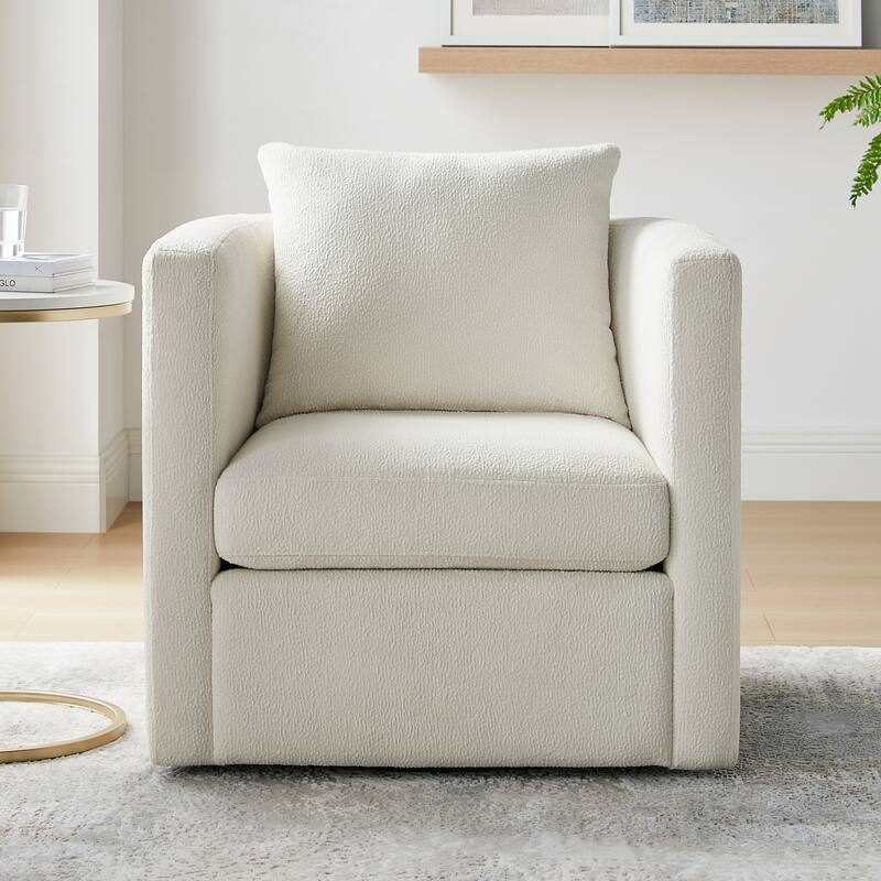 Performance Fabric Swivel Barrel Chair - Ivory