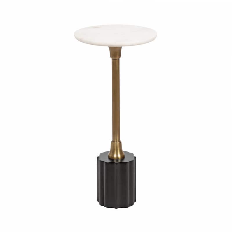 Kate and Laurel Nisha Round Marble Drink Table - 10x10x22 - Gold/Black