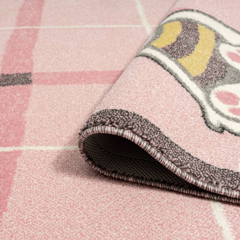 Kids Teddy Bear Plaid Area Rug
