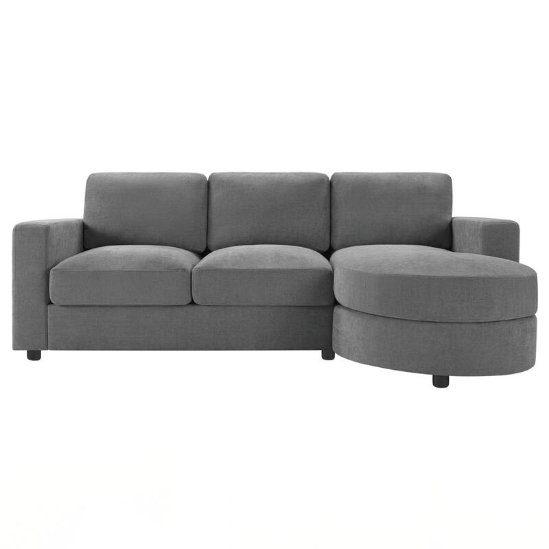Modern Sectional Sofa 84.6" L-shaped Sofa Couch with a Curved Chaise Lounge