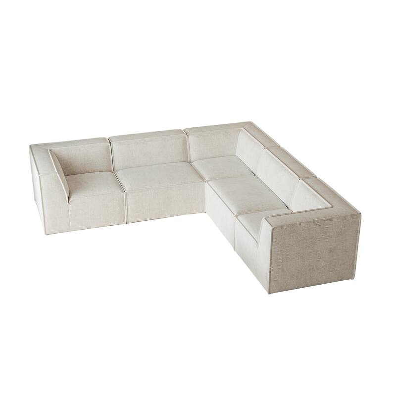 L Shape Sectional Sofa 5pc Loveseat Sofa Chenille Modular Sleep Couch Bed for Livingroom Recliner Sofa Floor Upholstered Daybed