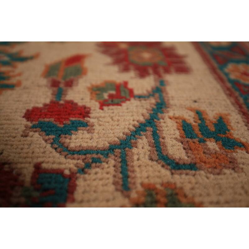 Floral Kazak Foyer Rug Hand-Knotted Yellow Wool Carpet - 2'0" x 3'0"