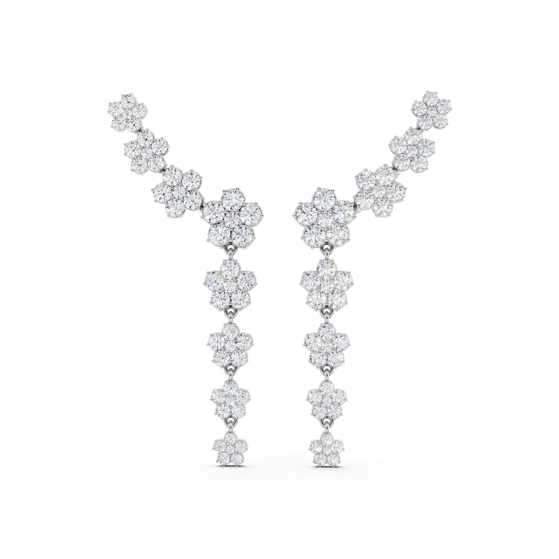 Auriya 14k Gold 6 1/4ctw Lab Grown Nature's Inspired Diamond Climber Earrings (E-F VS)