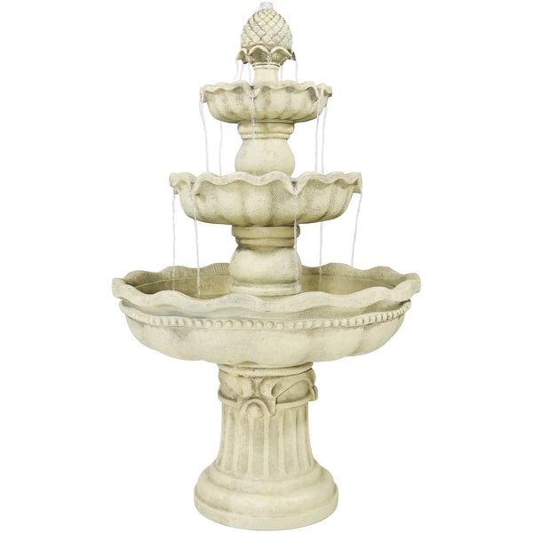 slide 3 of 13, Sunnydaze 3-Tier Pineapple Outdoor Fountain - May Be Options to Choose White