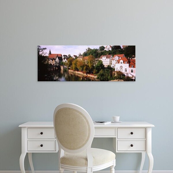 Easy Art Prints Panoramic Images's 'Buildings along a river, Neckar River, Tuebingen, Baden
